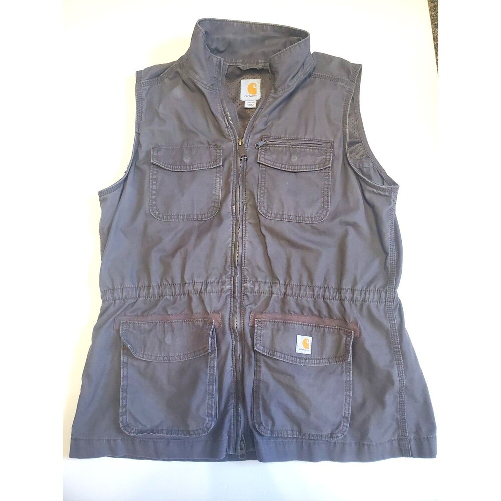 Carhartt El Paso Utility Vest Women's L Full Zip Rugged Pockets Fishing